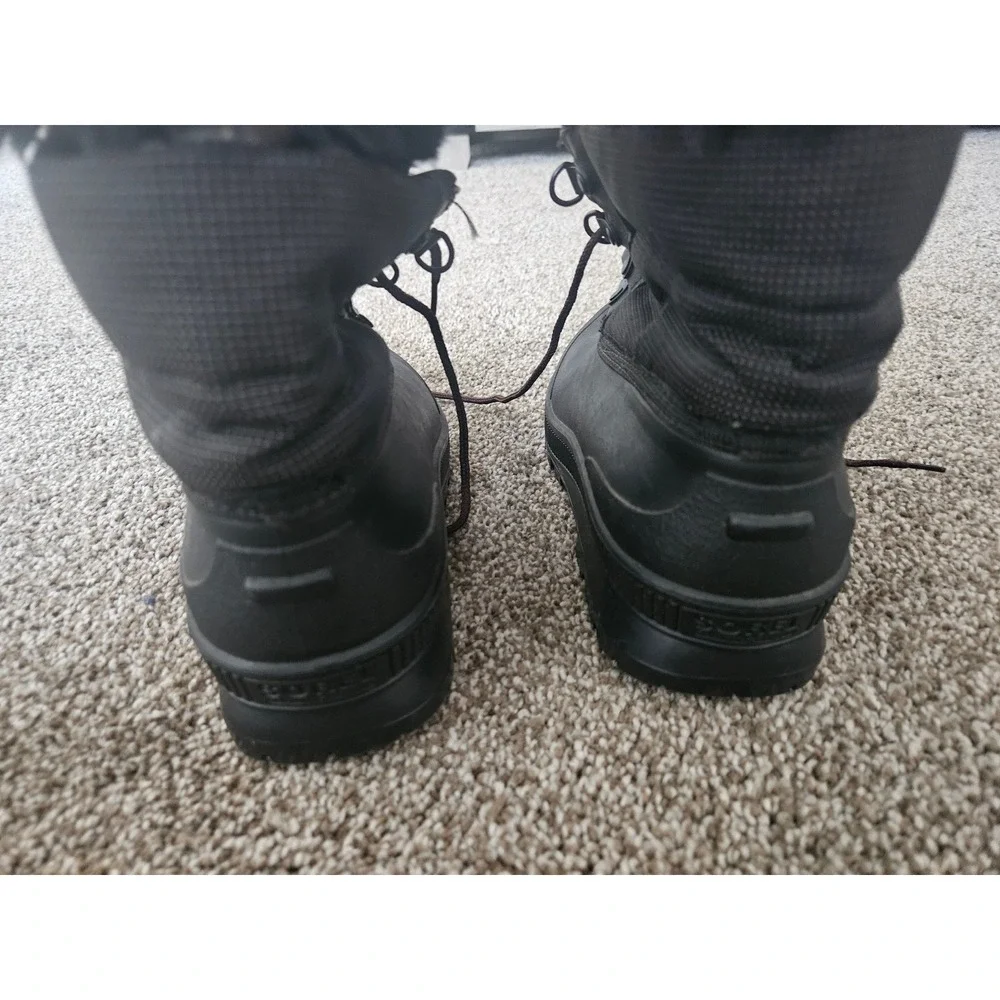 Sorel Kaufman Winter Boots Womens Size 8 Black Lined Faux Fur Trim Lace Up Ankle